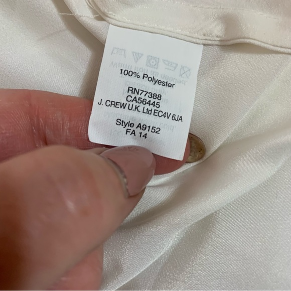 J Crew Cream Sheer Top with Navy Trim - Picture 5 of 6